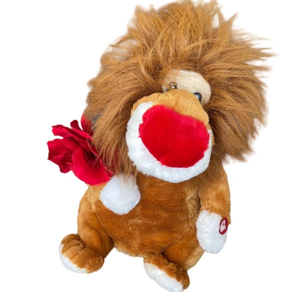 Dan Dee Singing Lion Plush Animated Toy Love Me Tender Moves w/ Red Nose READ